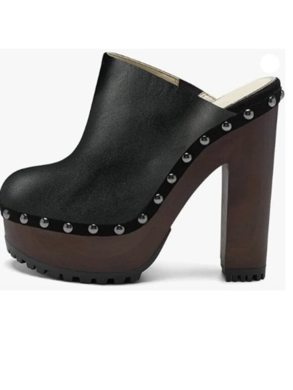 XYD Cork Platform Super High Heels Mules for Women Chunky Block Heel Black Shoes